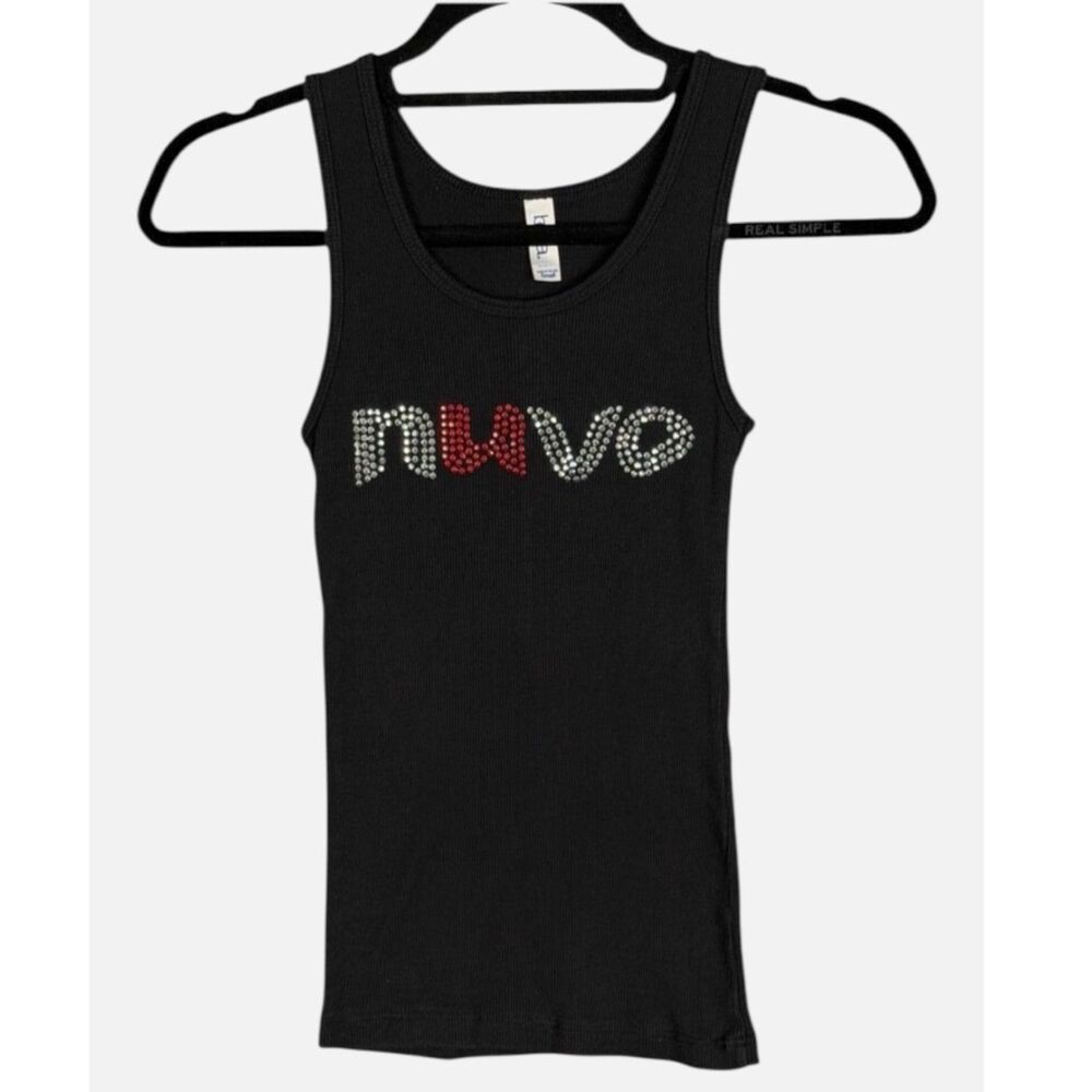 NUVO Dance Convention Rhinestone Black Ribbed Tank Top Adult Small